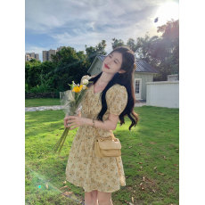 批发实拍<b class='q'>大码</b>女装新中式国风甜茶少女夏季法式碎花少女感<b class='q'>连衣裙</b>