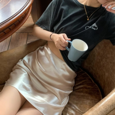 批发夏高腰透气显瘦鱼尾珠光三醋酸缎面包臀半身裙a字短裙子