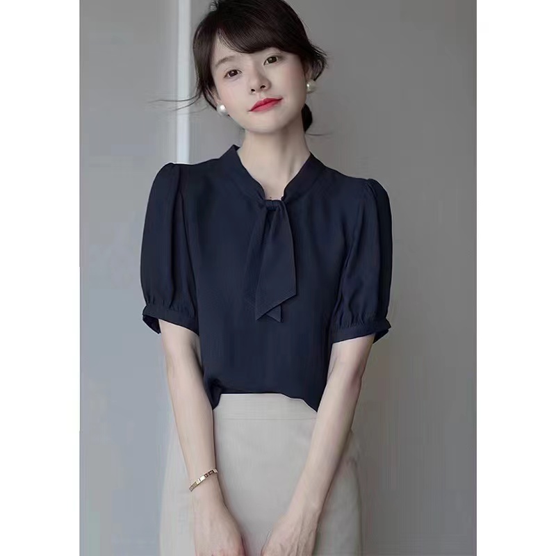 프랑스어 고급 센스 여성 셔츠 여름 한 부서 짧은 소매 활 경력 디자인 센스 틈새 시장 빛 요리 한 바람 얇은 맨위