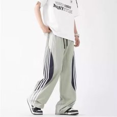 批发夏季垂感休闲裤男士2024新款宽松薄款美式速干裤条纹直筒裤子