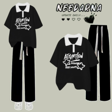 批发230克纯棉双纱<b class='q'>女</b><b class='q'>童</b><b class='q'>夏季</b><b class='q'>短袖</b><b class='q'>套装</b>2026新款休闲中<b class='q'>大</b><b class='q'>童</b>多巴胺两件套