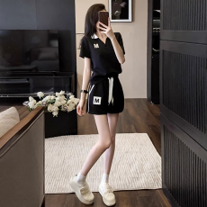 批发官图250克精棉抖音质量/后包领宽松洋气撞色运动服两件套特价