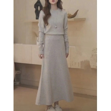 批发2024秋冬<b class='q'>新款</b>高档软糯亲肤针织衫毛衣+a字高腰半身裙子两件套装女