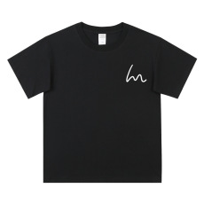 批发高品质100纯棉男女印花短袖T恤32支240g精梳棉精密赛洛落肩款