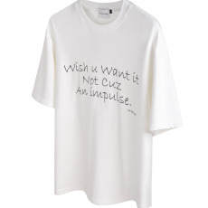 批发高品质100纯棉男女印花短袖T恤32支240g精梳棉精密赛洛落肩款