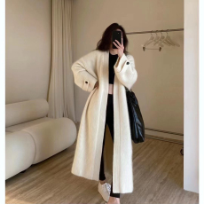 批发欧洲站秋装森女韩版chic<b class='q'>宽松</b>时髦过膝重磅针织开衫毛衣外套