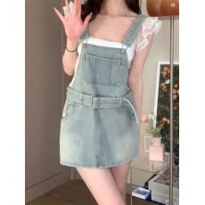 批发甜妹减龄炸街牛仔<b class='q'>半身</b>裙女夏季新款高腰显瘦系带收腰包臀背带<b class='q'>短裙</b>