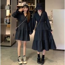 批发实拍早<b class='q'>秋</b>新款大码女装学院风显瘦遮肚减龄连衣裙闺蜜裙M-4XL200斤