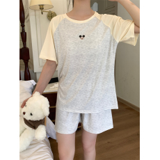 批发实拍图圆领短袖睡衣女士夏季带胸垫甜美卡通小<b class='q'>米奇</b>家居服