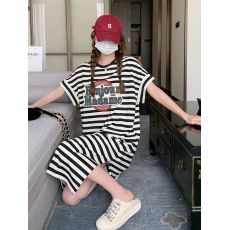 批发天猫抖音质量显瘦T恤条纹连衣裙女2026新款夏季<b class='q'>中长款</b>气质高级感