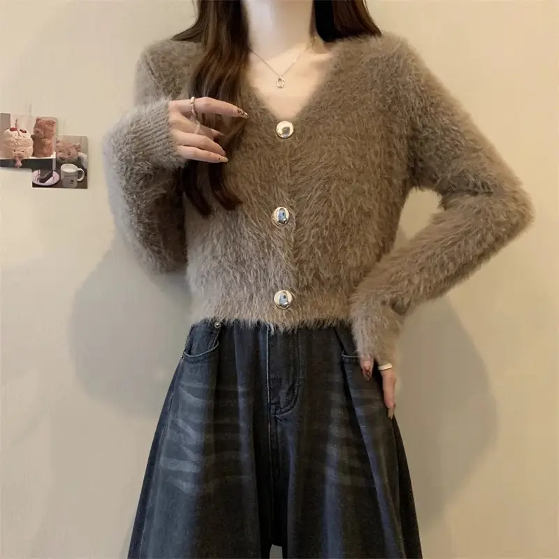 울 V넥 가디건 상세 이미지 1