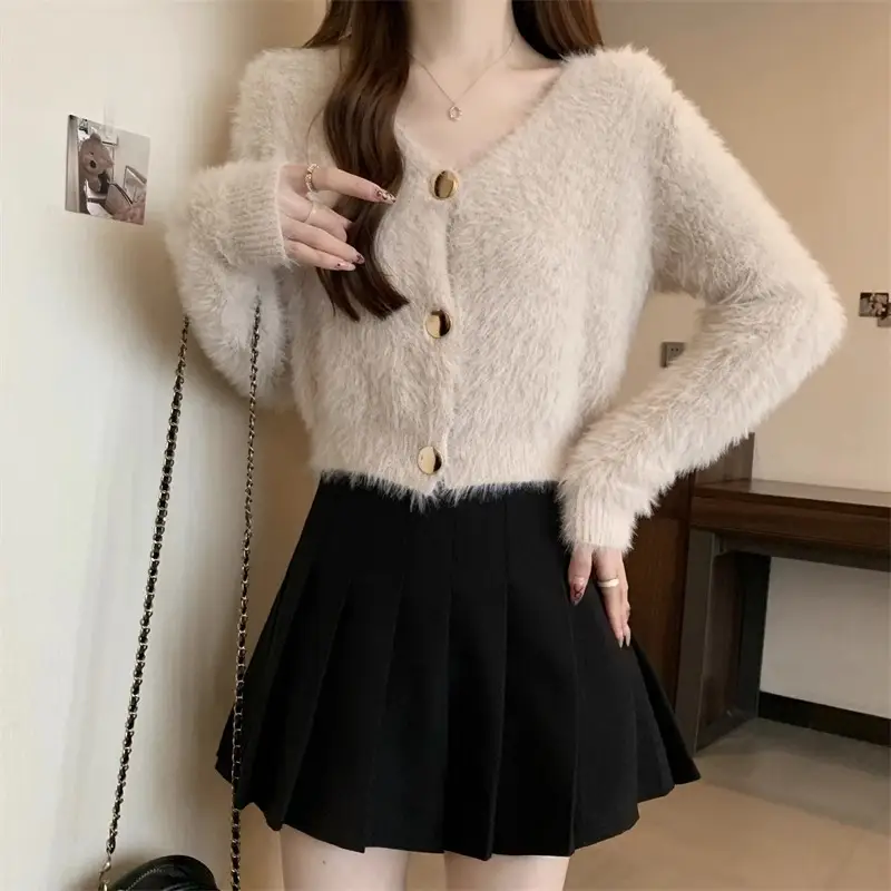 울 V넥 가디건 상세 이미지 3