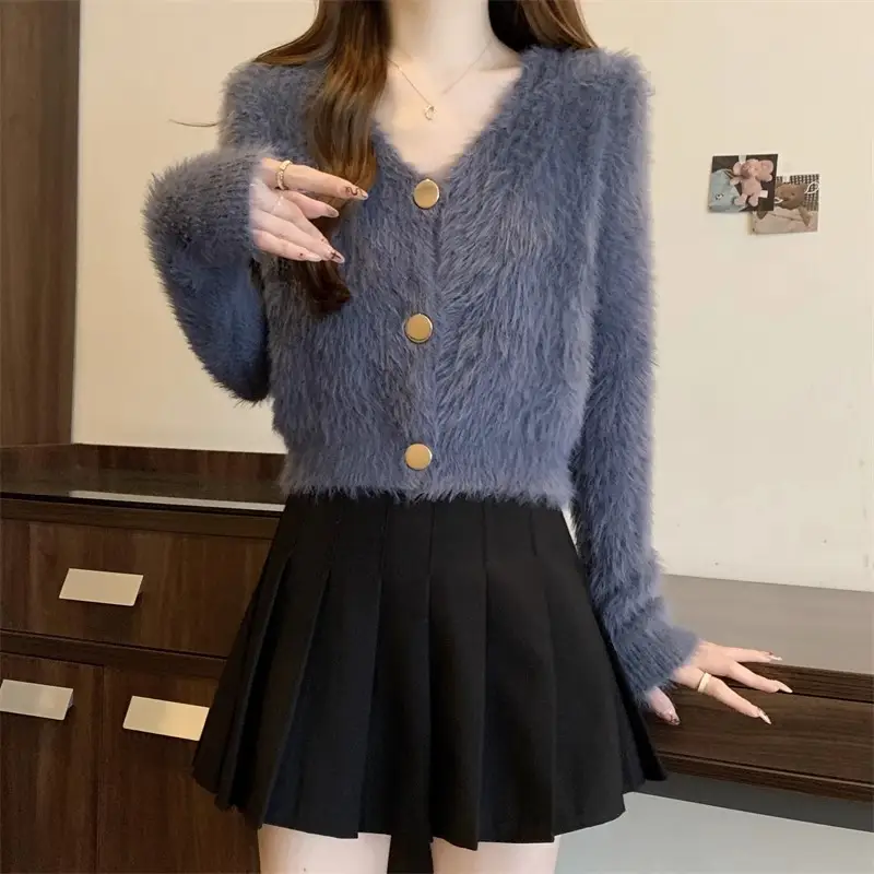 울 V넥 가디건 상세 이미지 5