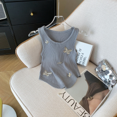 批发<b class='q'>实拍</b>小个子修身气质短款内搭无袖背心吊带女设计感小众打底衫上衣