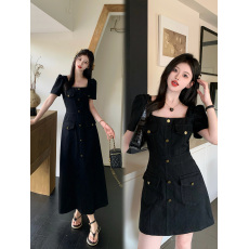 批发实拍~气质翻领口袋牛仔时尚连衣裙<b class='q'>胖</b>MM<b class='q'>藏</b>肉黑色牛仔裙女