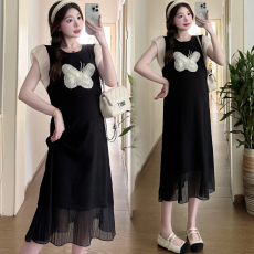 批发已出货 实拍2026孕妇装夏季新款飞飞袖甜美蝴蝶短袖孕妇连衣裙653