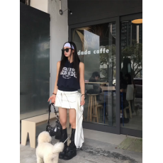 批发韩好甜 WARDEN EDGE 热血街区藏青色无袖上衣女夏短款宽松连帽<b class='q'>T</b>恤