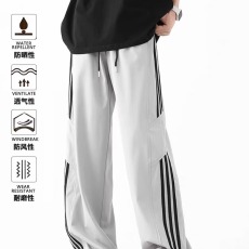 批发条纹速干裤子男春夏季薄款宽松阔腿运动裤潮牌美式青少年休闲裤