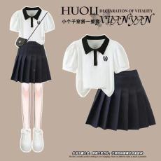 批发230克纯棉双纱<b class='q'>女</b><b class='q'>童</b><b class='q'>夏季</b><b class='q'>短袖</b><b class='q'>套装</b>2026新款休闲中<b class='q'>大</b><b class='q'>童</b>多巴胺两件套