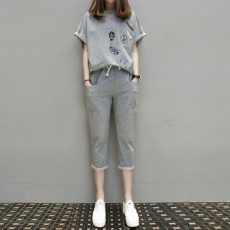 批发库存足2026大码<b class='q'>女装</b>夏洋气<b class='q'>套装</b>减龄显瘦T恤七分裤显瘦两件套