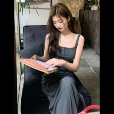 批发辣妹无袖吊带连衣裙新款<b class='q'>女装</b>夏季收腰显瘦百搭中长款