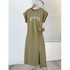 批发实拍2026夏装新款胖mm<b class='q'>大码</b>女<b class='q'>时尚</b>飞飞袖印花字母收腰连衣裙