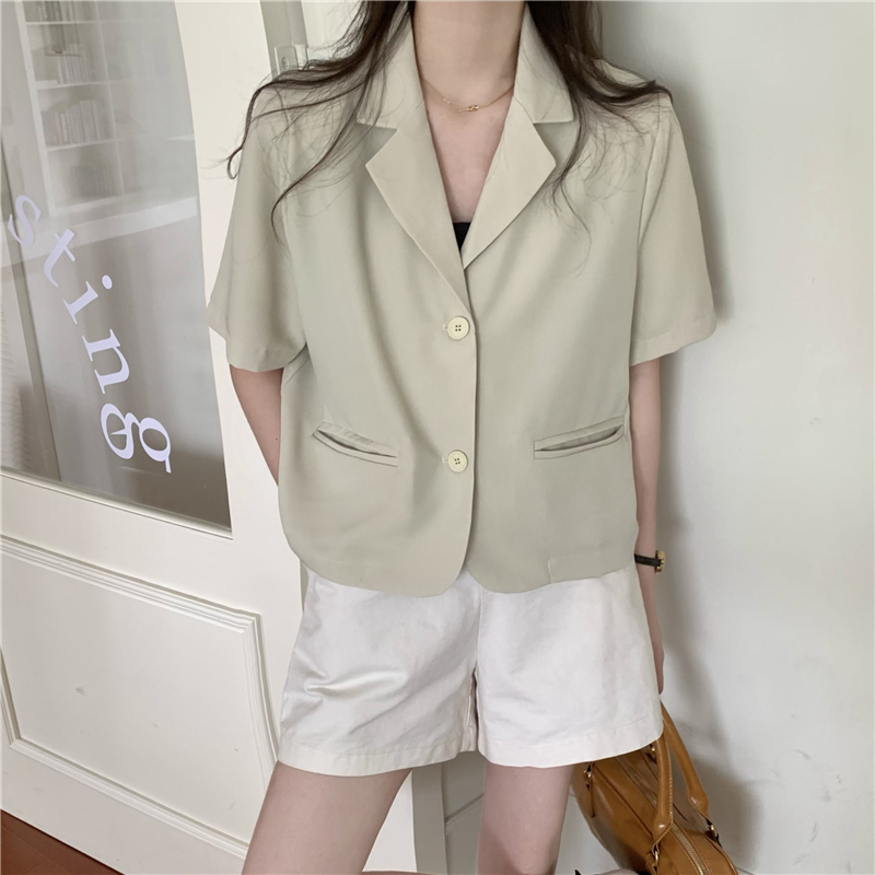 Actual shot of the new Korean style small pocket short suit casual suit jacket top