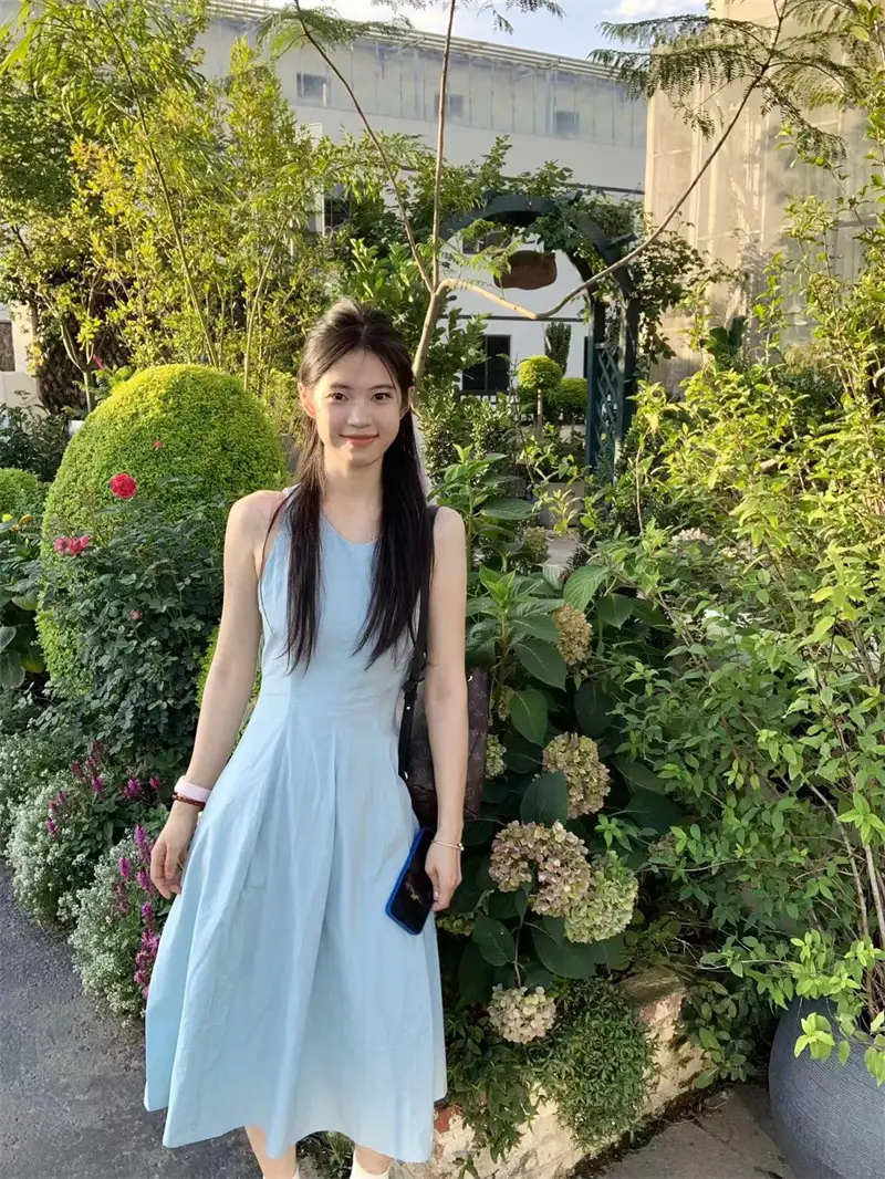 라운드넥 민소매 허리라인 원피스 상세 이미지 2