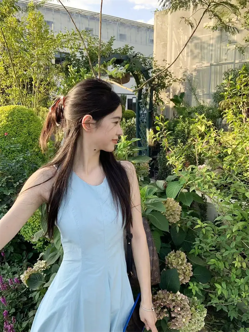 라운드넥 민소매 허리라인 원피스 상세 이미지 4