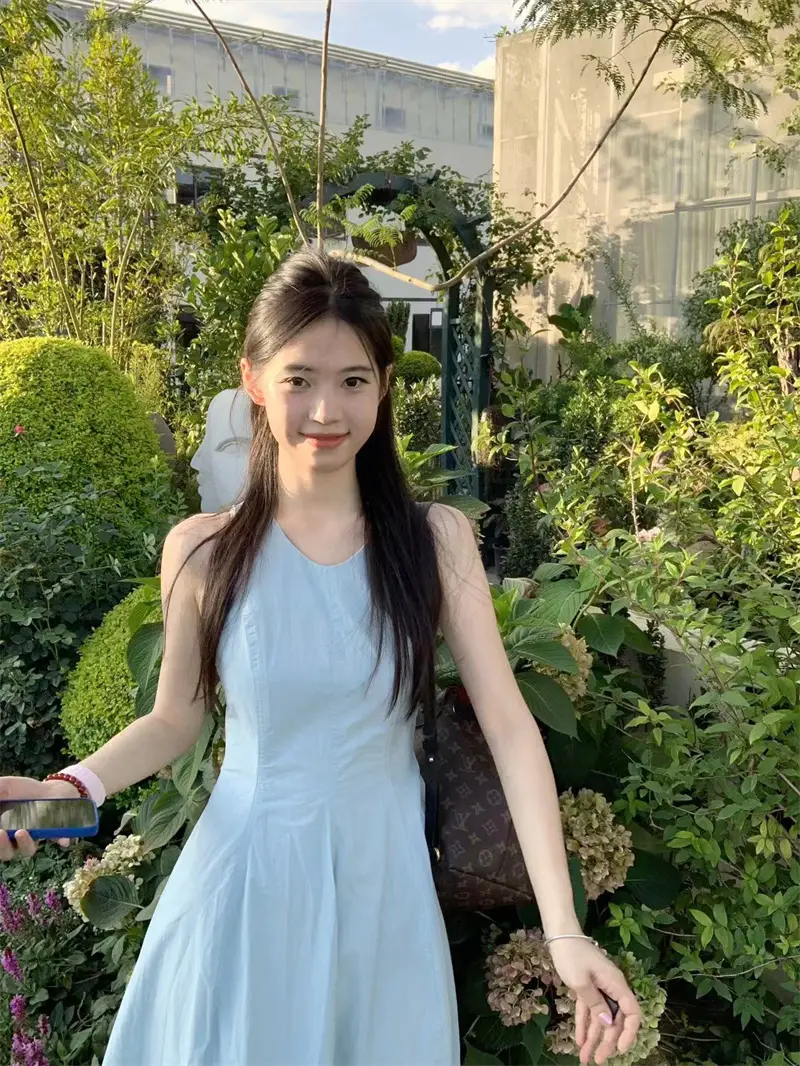 라운드넥 민소매 허리라인 원피스 상세 이미지 7