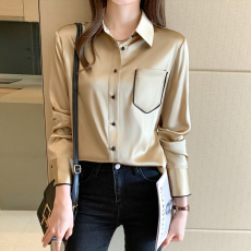 批发齐码 2026春缎面仿<b class='q'>真丝</b>衬衫<b class='q'>女</b>长袖小衫职业衬衣时尚雪纺<b class='q'>衫</b><b class='q'>上衣</b>