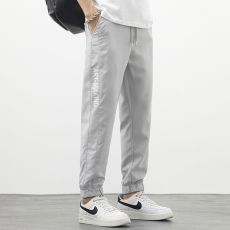 批发实拍202冰丝超薄面料夏款休闲裤男束脚长裤百搭宽松韩版潮流裤子