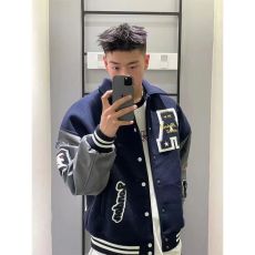 批发现货 vintage藏蓝色棒球服男春秋美式复古情侣<b class='q'>夹克</b>高级感刺绣外套
