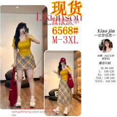 批发奶黄碎碎冰微胖mm纯色字母印花短袖T恤夏季多巴胺上衣