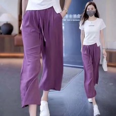 批发官图2026新款女士休闲裤冰丝薄款裤子八分裤阔腿裤爆款宽松直筒裤