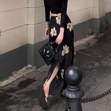 批发法式优雅气质印花<b class='q'>雪纺</b>半身裙女夏季薄款别致独特绝美高腰包臀裙子
