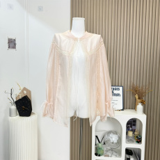 批发DoggyQin <b class='q'>自由</b><b class='q'>呼吸</b>/莱赛尔桑蚕丝防晒衫娃娃领薄款透气衬衫上衣