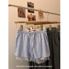 批发实拍实价白色刺绣蕾丝内搭<b class='q'>打底裤</b>女夏季新款设计感宽松<b class='q'>竖条纹</b>短裤