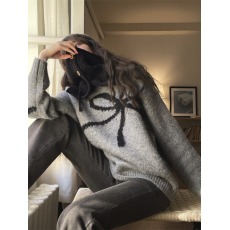 批发绵羊绒JMWOMEN圆领套头撞色毛衣女冬季内搭打底<b class='q'>日系</b>宽松慵懒风