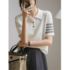 批发のZYN662052MG青春活力加倍减龄神器Polo领双曲纱华夫格<b class='q'>针织衫</b>