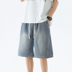 批发实拍牛仔短裤男夏季薄款潮牌宽松男生中裤男士五分裤子