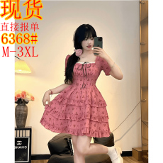 批发初恋慕斯微胖mm显白蓬蓬公主裙法式荷叶边方领碎花<b class='q'>连衣裙</b>