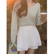 批发2025秋季白色半身裙女<b class='q'>雪纺</b>短<b class='q'>裤裙</b>a字短裙不规则时尚半裙裤子