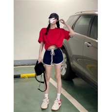 批发<b class='q'>实拍</b>实价新款原版布料高腰包芯纱短裤刺绣运动休闲裤