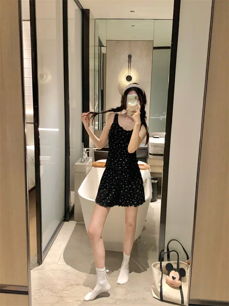 한국인기 플라워 브라탑 민소매 쇼츠 홈웨어 세트 상세 이미지 10