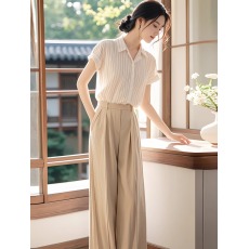 批发2026新款冷淡系高级感干练气质时尚<b class='q'>职业</b>衬衫裤子两件<b class='q'>套装</b><b class='q'>女装</b>夏季