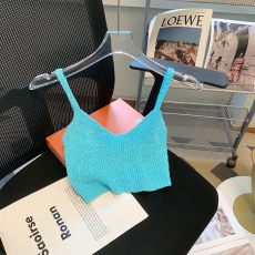 批发实拍DULA好好家 海边度假风针织吊带背心女辣妹外穿<b class='q'>显瘦</b>短款上衣