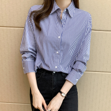 2026春秋新款条纹衬衫女设计感小众职业长袖衬衣叠穿百搭上衣