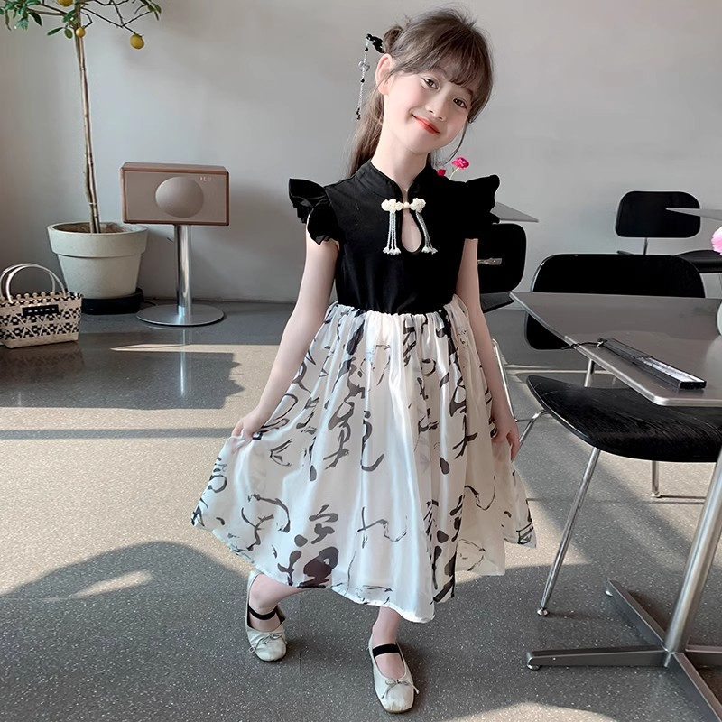 Girls dress summer dress 2024 new style foreign style children's national style Hanfu new Chinese style summer super fairy princess dress