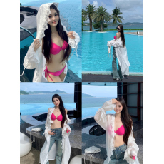 批发实拍实价~2026新款蕾丝边白色防晒衫女夏季宽松连帽长款开衫